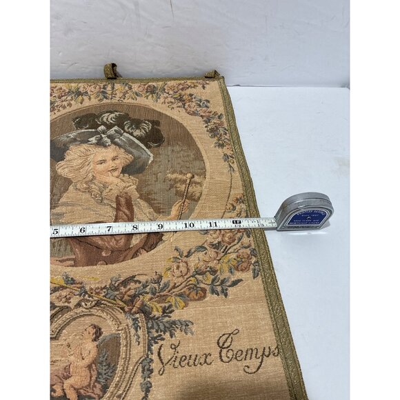 Vintage Tapestry Craft Appliques Garden Scene Pair of 2 Made In France decor - Picture 7 of 9